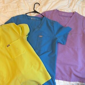 !! 3 sets for the price of one !!! Figs Yellow, Blue and Purple scrub set !